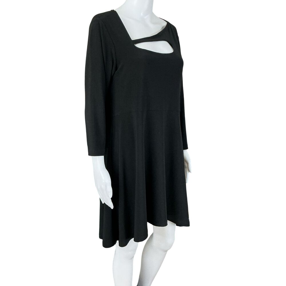 Sympli Travel Dress sz 14 Black Fit Flare Cutout Detail No Iron Packable Canada - Picture 2 of 13